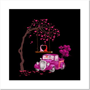 Purple Car Drives Love on Valentine Day Costume Gift Posters and Art